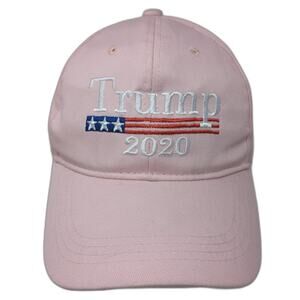 Trump 2020 Slideback Hat Pink One Size Solid Embroidered Adjustable